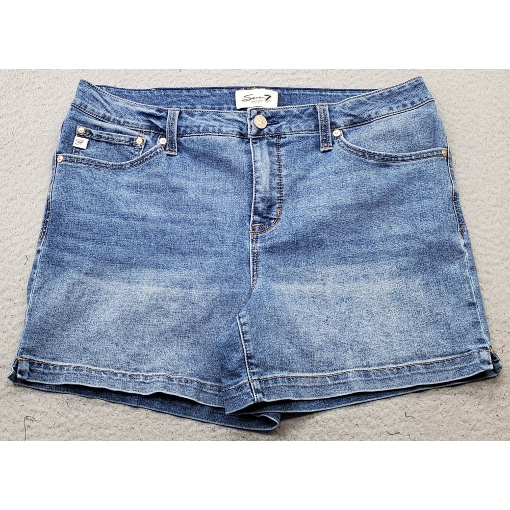 Seven7 Weekend Jean Shorts Womens 12 Blue Denim Medium Wash Stretch 5-Pocket